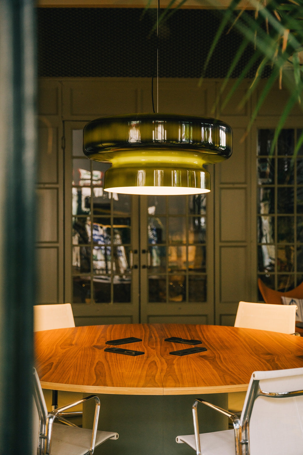 Bohemia Pendant Lamp | Molded Glass Shade | Chrome Finish, Amber Red