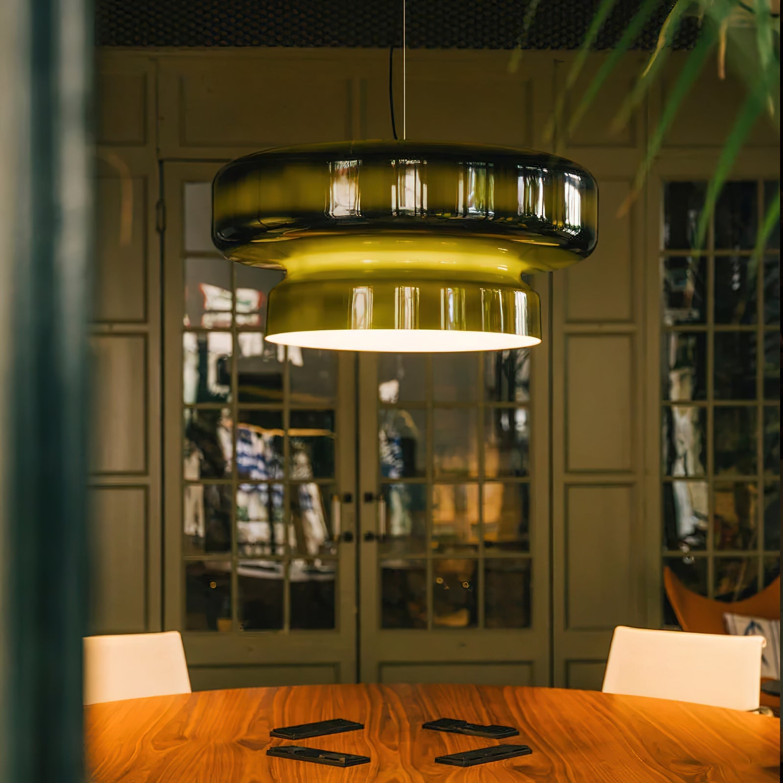 Bohemia Pendant Lamp | Molded Glass Shade | Chrome Finish, Amber Red