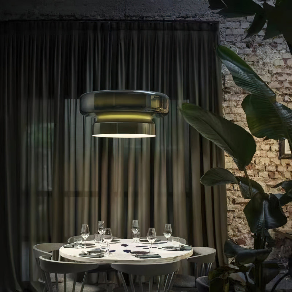 Bohemia Pendant Lamp | Molded Glass Shade | Chrome Finish, Amber Red
