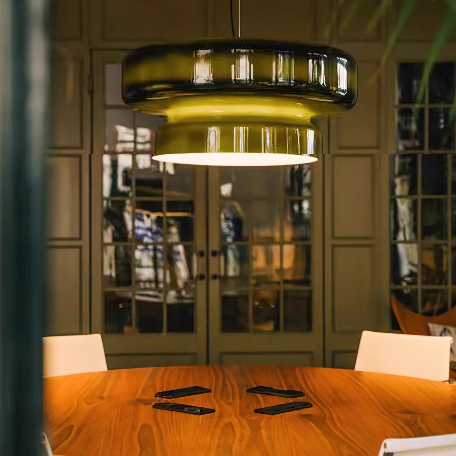Bohemia Pendant Lamp | Molded Glass Shade | Chrome Finish, Amber Red