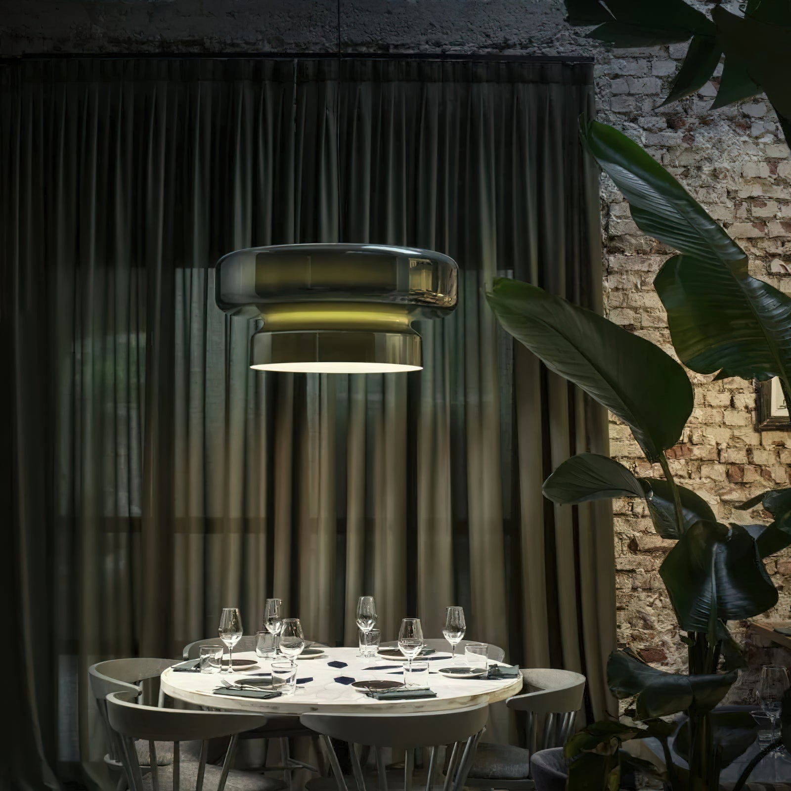Bohemia Pendant Lamp | Molded Glass Shade | Chrome Finish, Amber Red