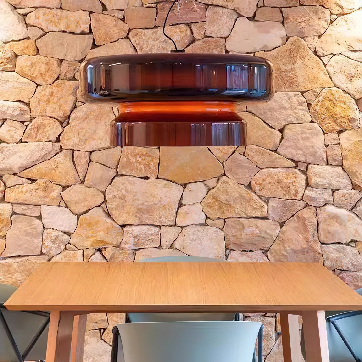 Bohemia Pendant Lamp | Molded Glass Shade | Chrome Finish, Amber Red