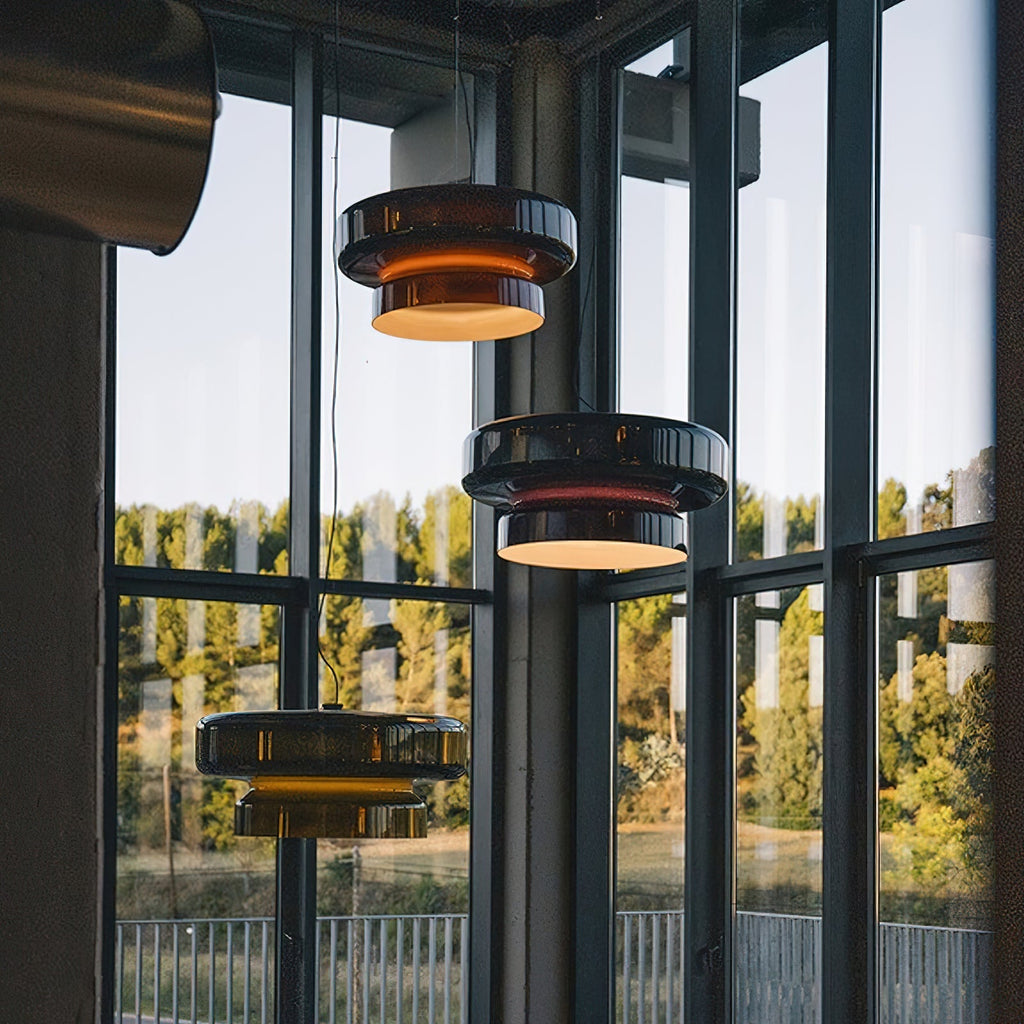 Bohemia Pendant Lamp | Molded Glass Shade | Chrome Finish, Amber Red
