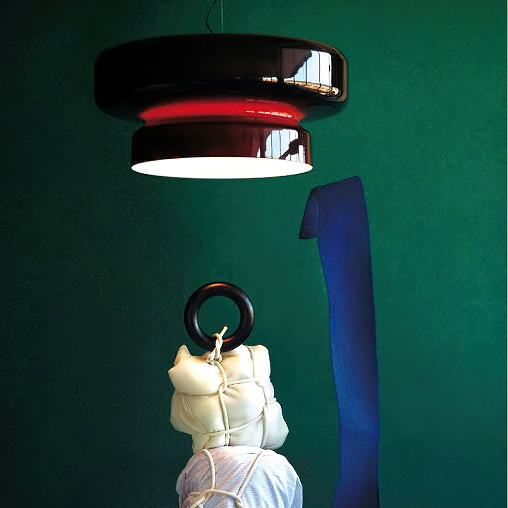 Bohemia Pendant Lamp | Molded Glass Shade | Chrome Finish, Amber Red