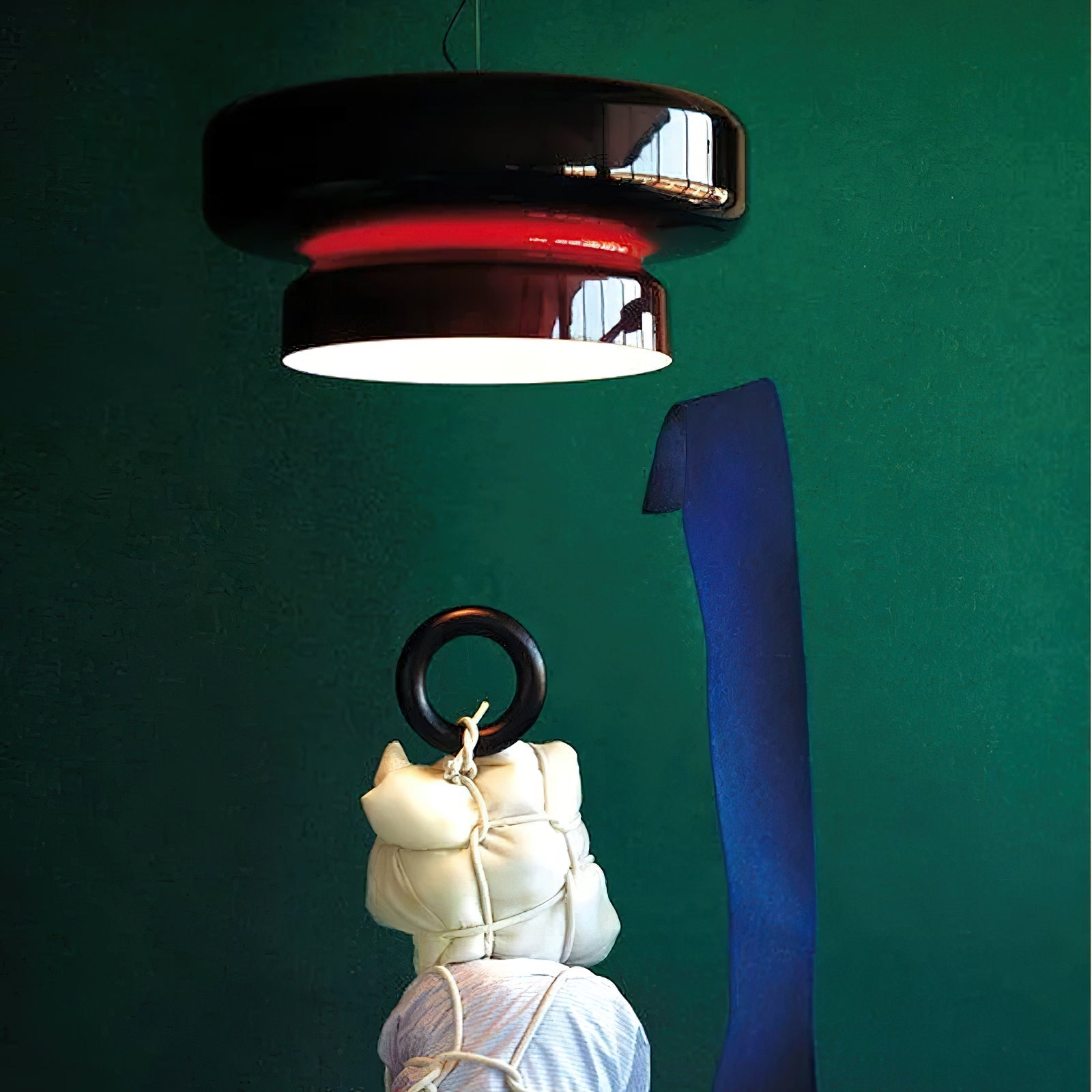 Bohemia Pendant Lamp | Molded Glass Shade | Chrome Finish, Amber Red
