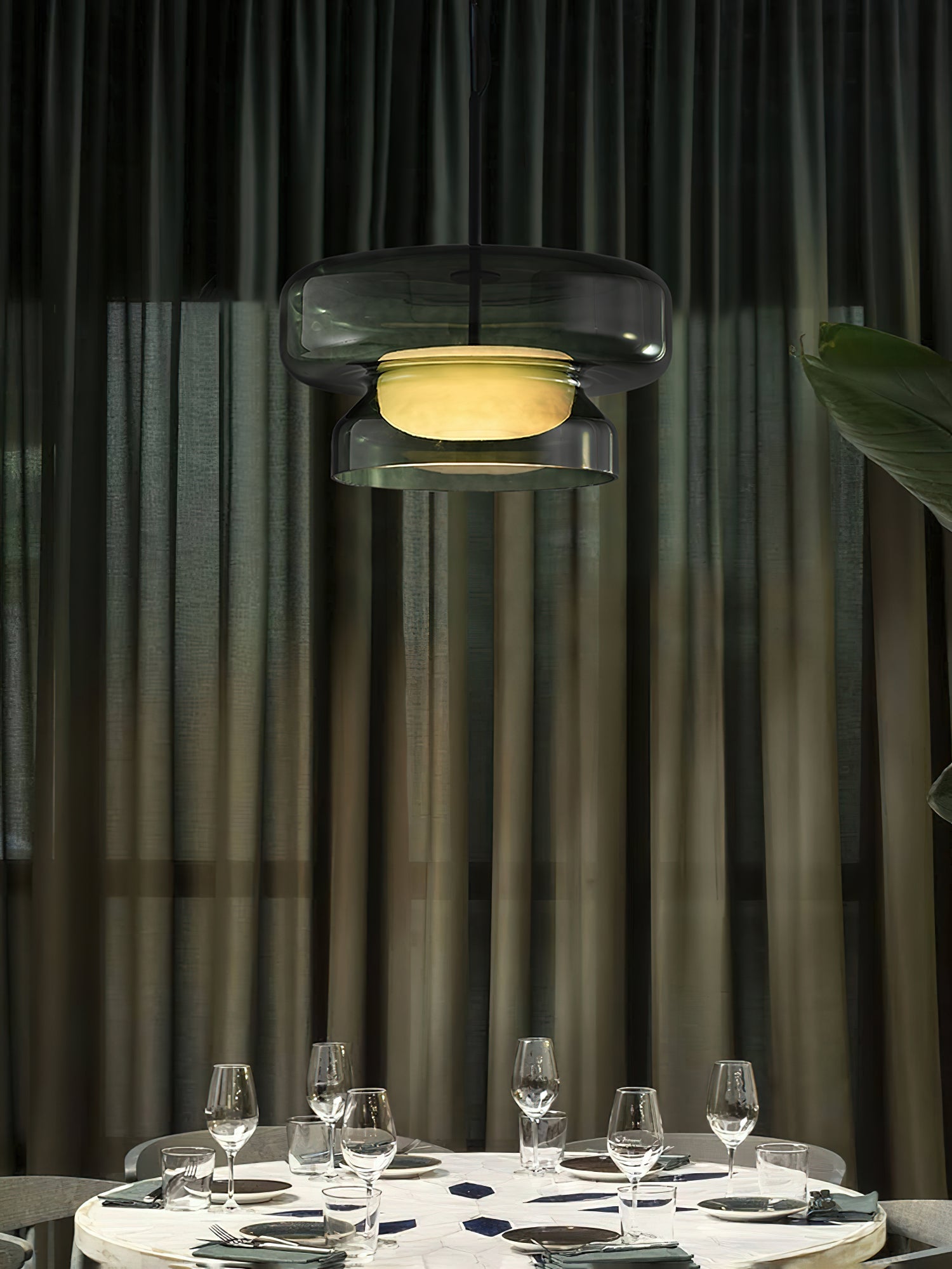 Bohemia Pendant Lamp | Molded Glass Shade | Chrome Finish, Amber Red