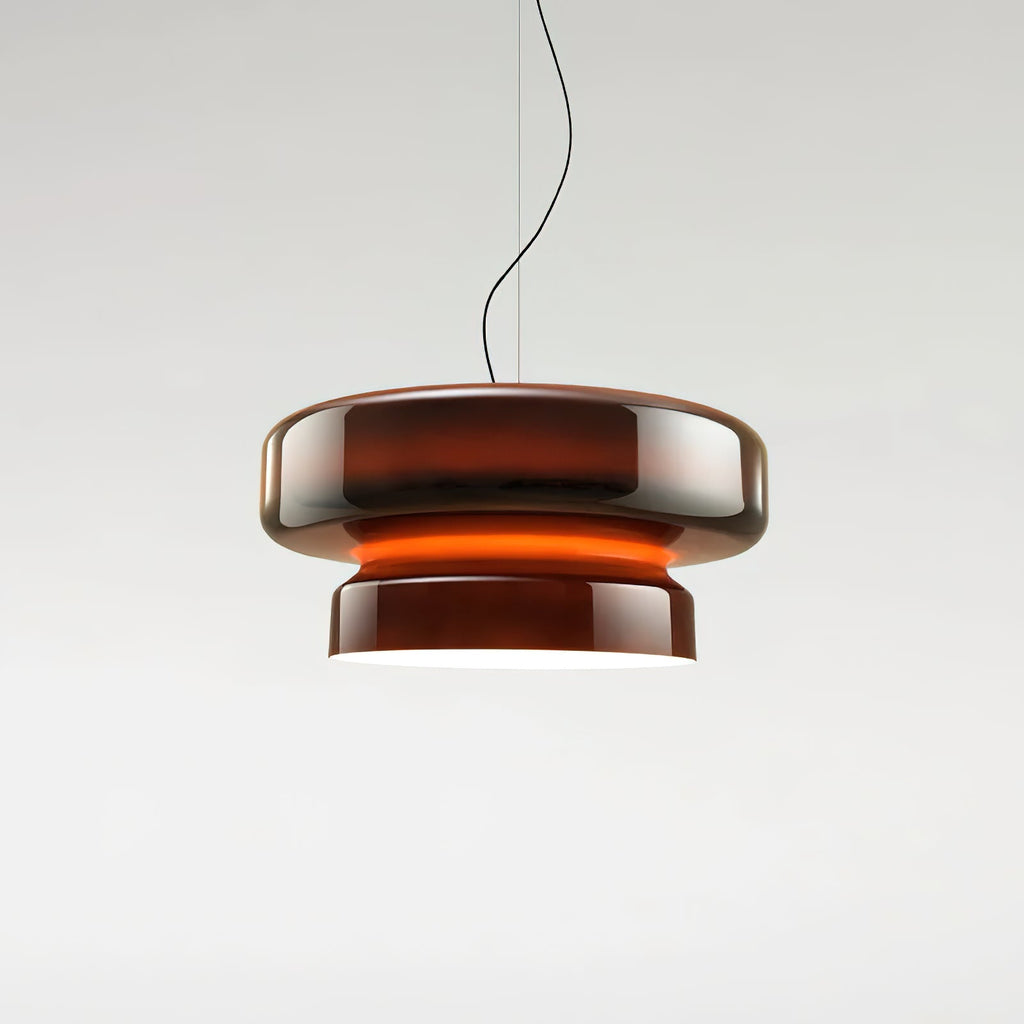 Bohemia Pendant Lamp | Molded Glass Shade | Chrome Finish, Amber Red