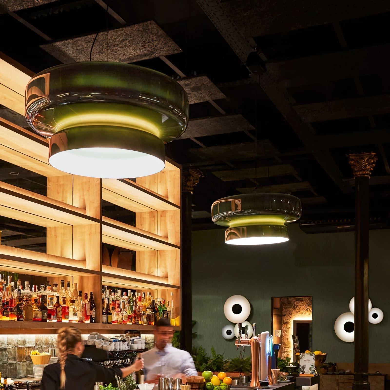 Bohemia Pendant Lamp | Molded Glass Shade | Chrome Finish, Amber Red