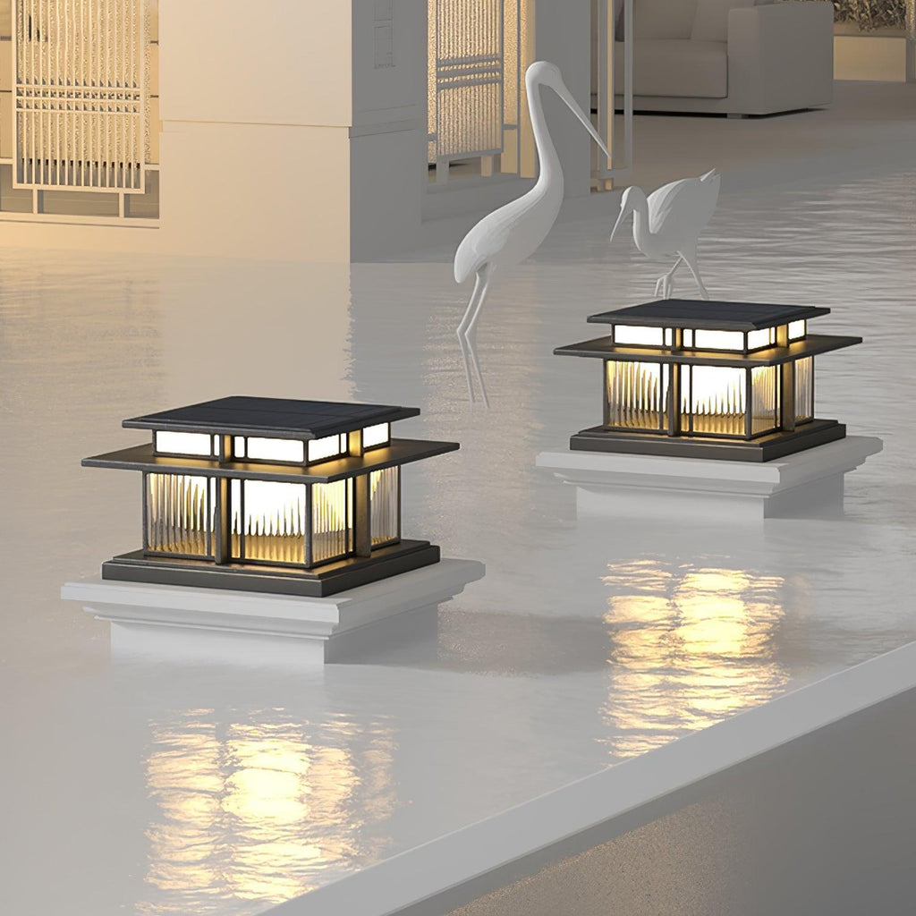 Boilyn Solar Outdoor Pillar Light | IP65 Waterproof | Remote Control | Black & White