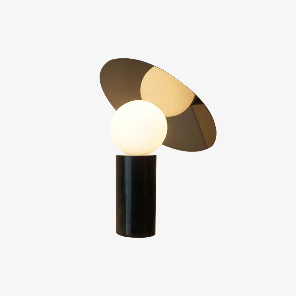 Bola Disc Table Lamp | Chromed Stainless Steel & Opaline Glass | White, Black, Gold