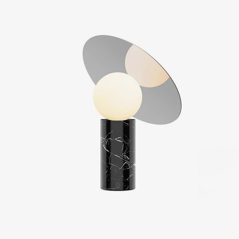 Bola Disc Table Lamp | Chromed Stainless Steel & Opaline Glass | White, Black, Gold