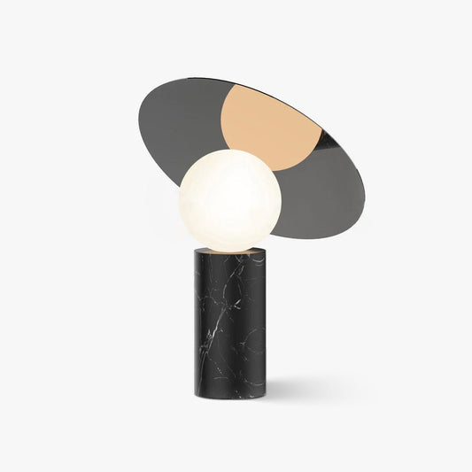 Bola Disc Table Lamp | Chromed Stainless Steel & Opaline Glass | White, Black, Gold