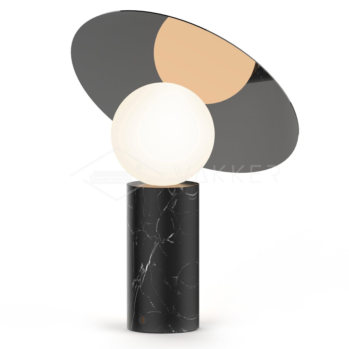 Bola Disc Table Lamp | Chromed Stainless Steel & Opaline Glass | White, Black, Gold