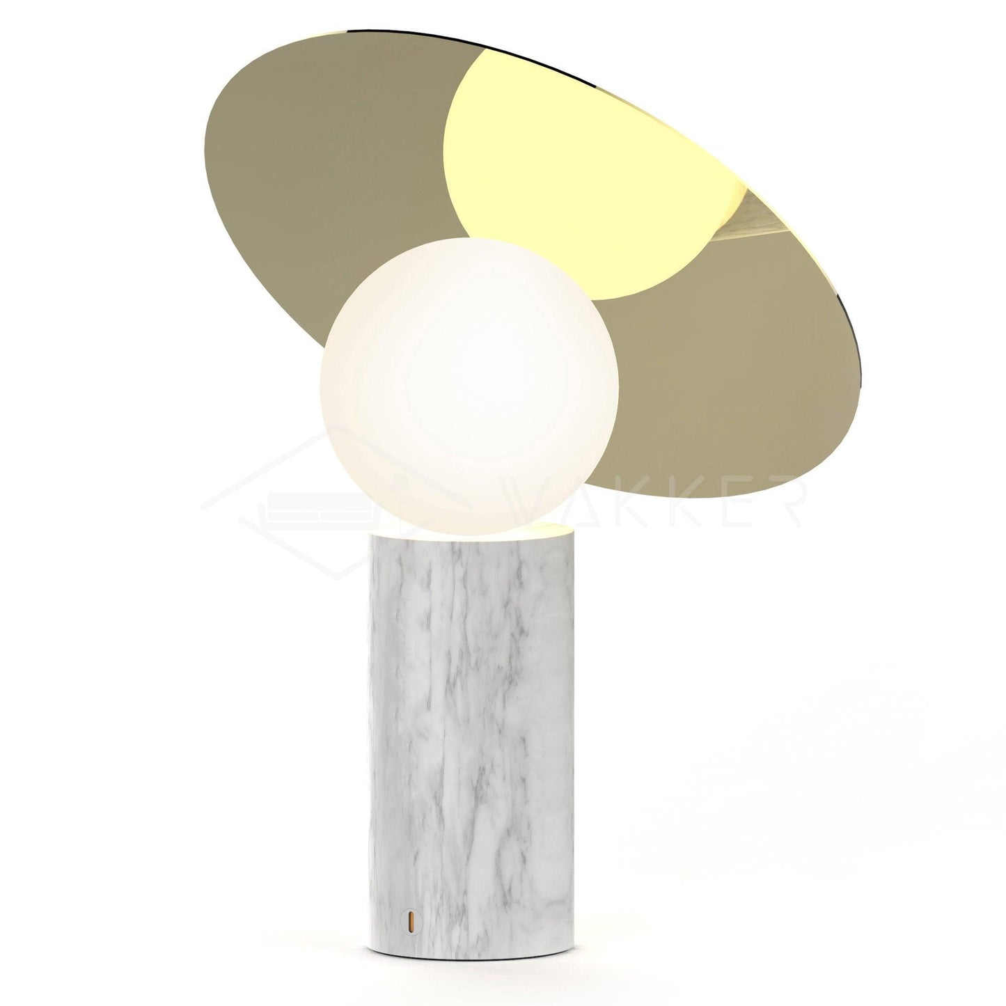 Bola Disc Table Lamp | Chromed Stainless Steel & Opaline Glass | White, Black, Gold