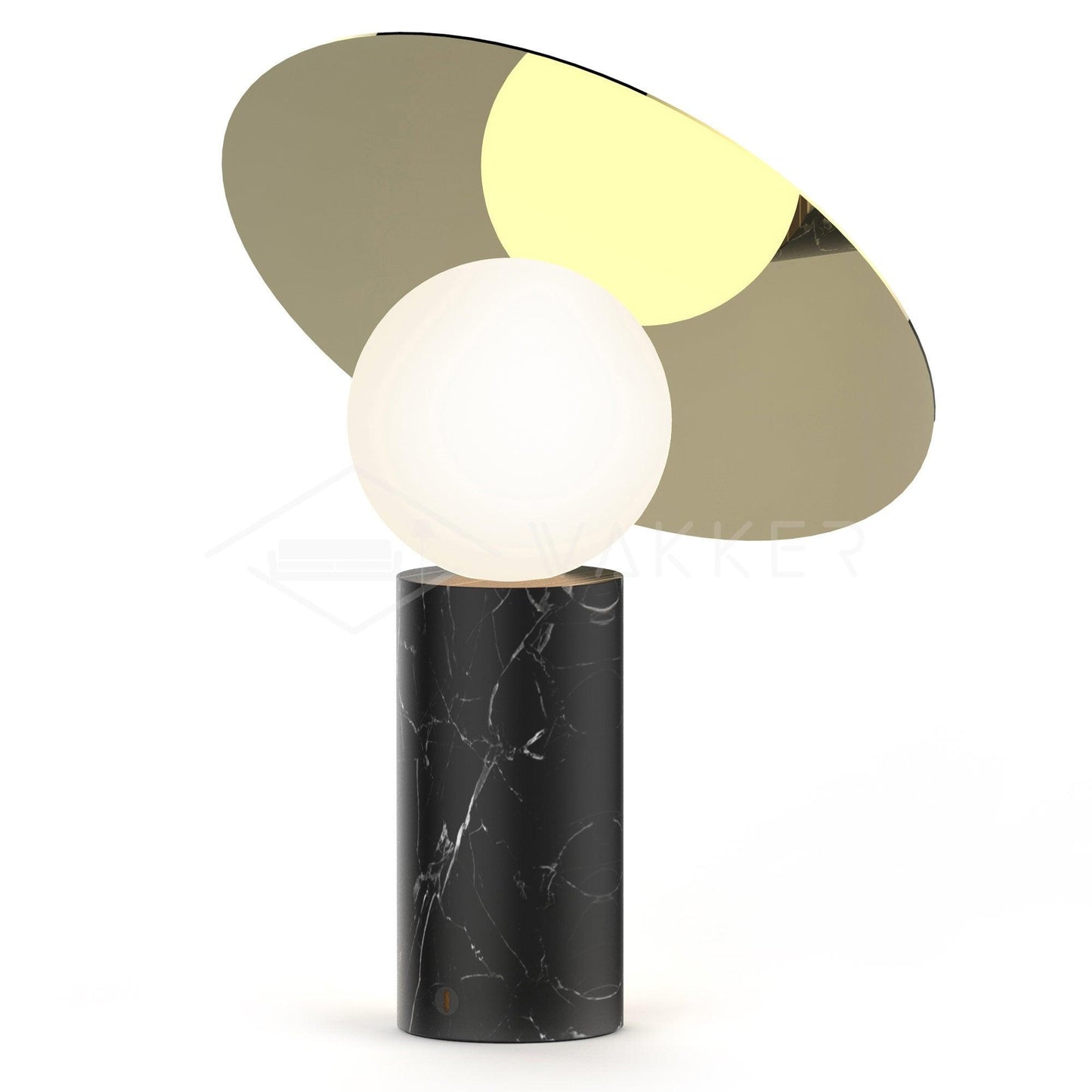 Bola Disc Table Lamp | Chromed Stainless Steel & Opaline Glass | White, Black, Gold