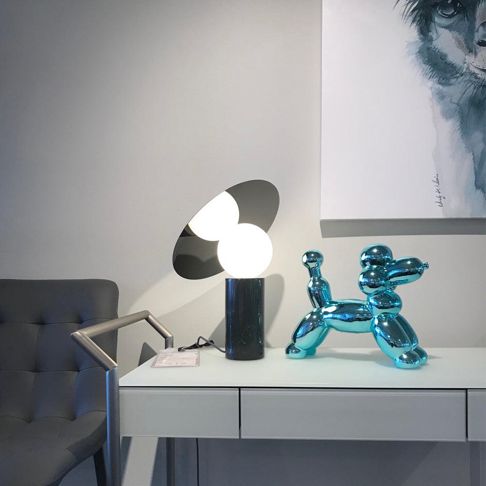 Bola Disc Table Lamp | Chromed Stainless Steel & Opaline Glass | White, Black, Gold