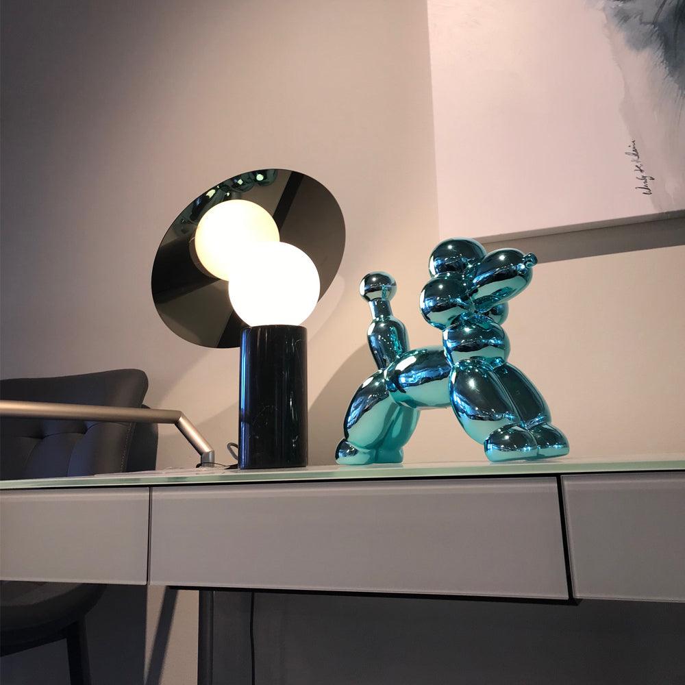 Bola Disc Table Lamp | Chromed Stainless Steel & Opaline Glass | White, Black, Gold