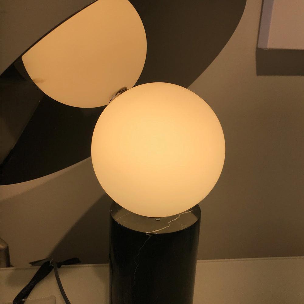 Bola Disc Table Lamp | Chromed Stainless Steel & Opaline Glass | White, Black, Gold