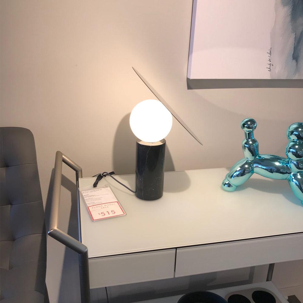 Bola Disc Table Lamp | Chromed Stainless Steel & Opaline Glass | White, Black, Gold