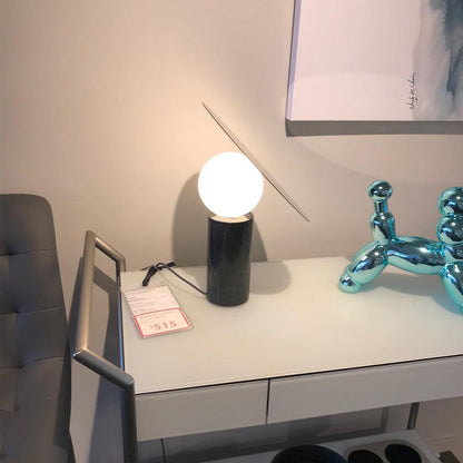 Bola Disc Table Lamp | Chromed Stainless Steel & Opaline Glass | White, Black, Gold