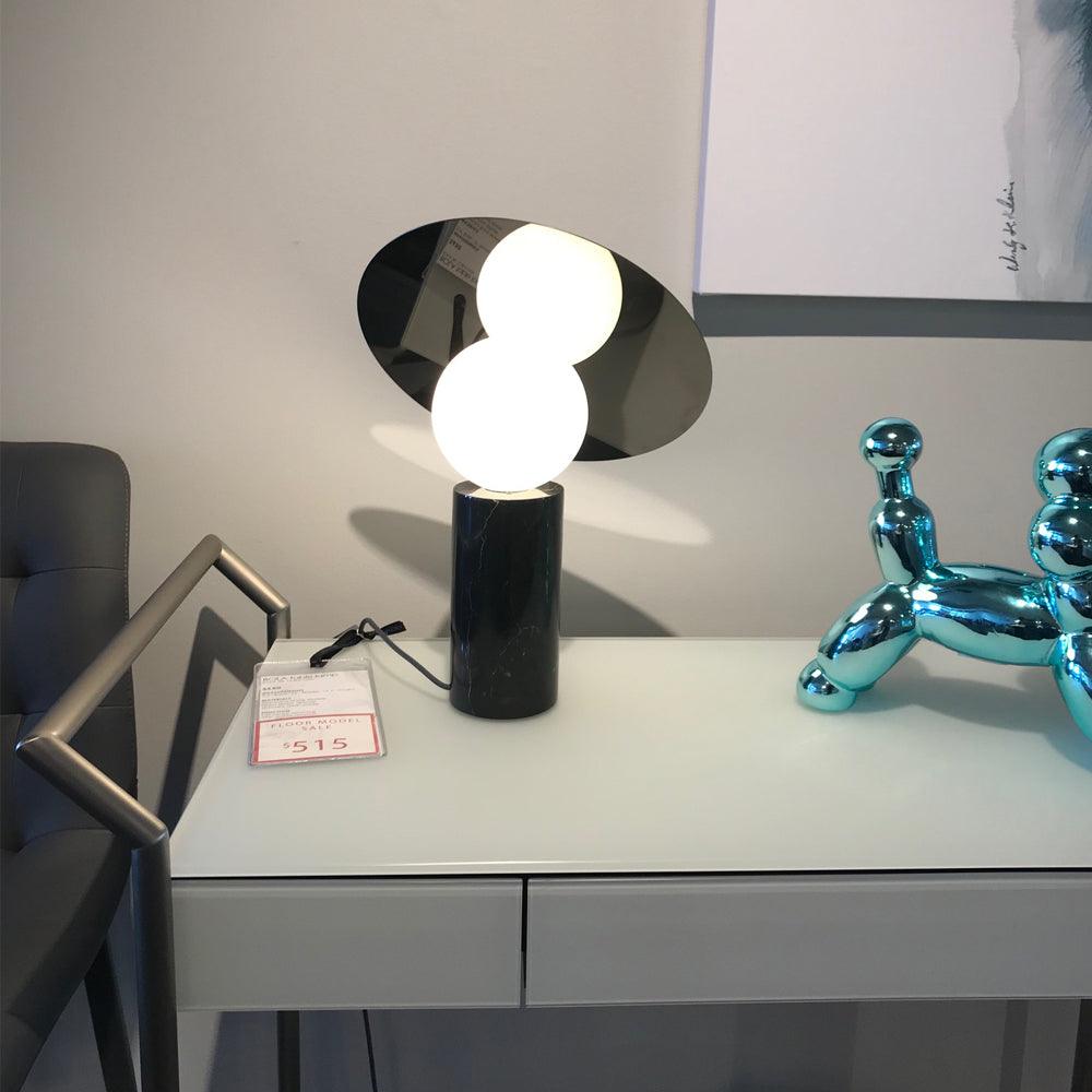 Bola Disc Table Lamp | Chromed Stainless Steel & Opaline Glass | White, Black, Gold