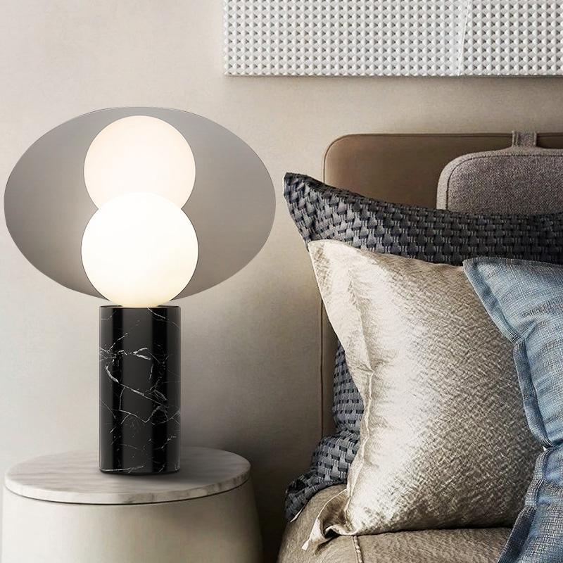 Bola Disc Table Lamp | Chromed Stainless Steel & Opaline Glass | White, Black, Gold