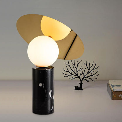 Bola Disc Table Lamp | Chromed Stainless Steel & Opaline Glass | White, Black, Gold