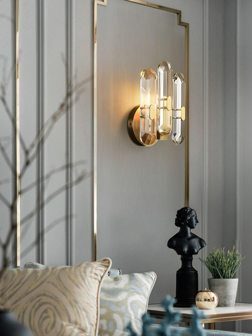 Bolton Sconce | Brass, K9 Crystal | Clear