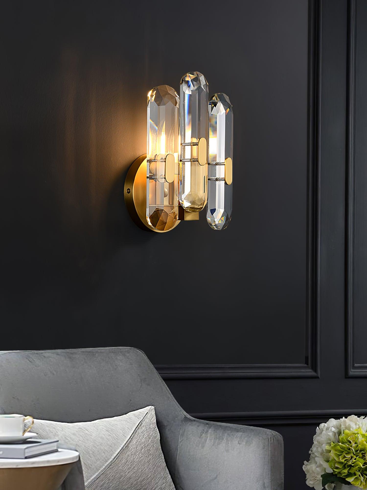 Bolton Sconce | Brass, K9 Crystal | Clear