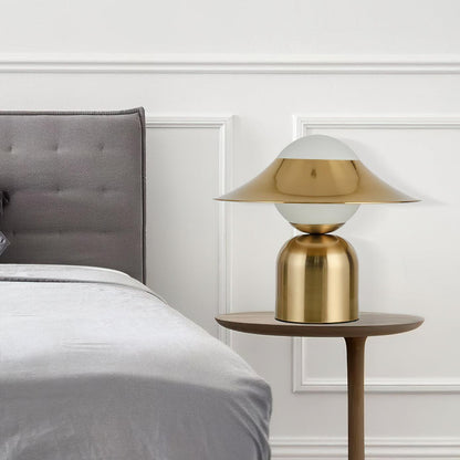 Bonbon Disc Table Lamp | Metal, Iron, Glass | Gold, White