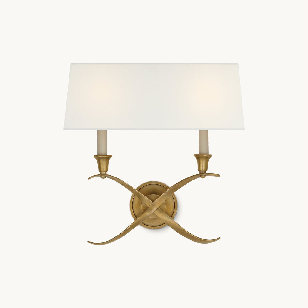Bouillotte Wall Lamp | Brass & Fabric | White Shade
