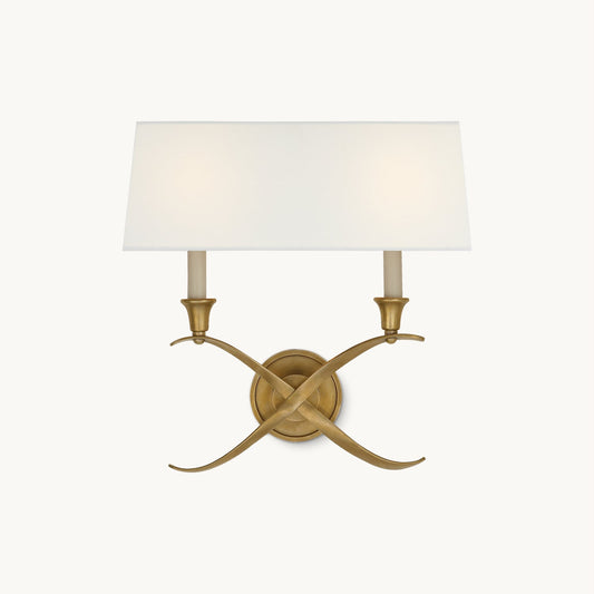 Bouillotte Wall Lamp | Brass & Fabric | White Shade