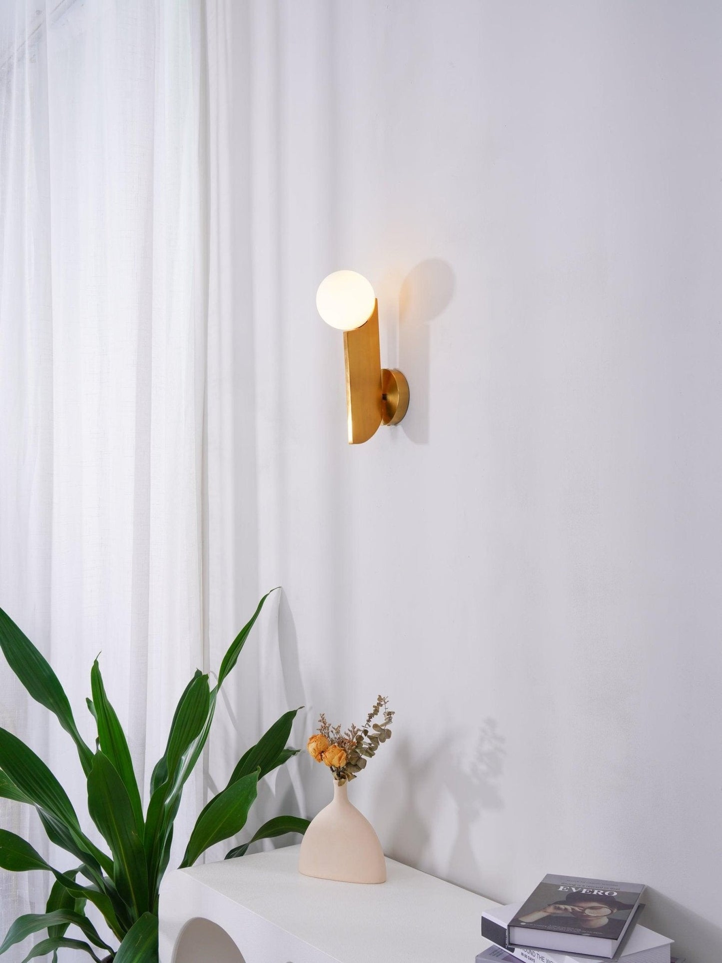 Bower Sconce | Brass and Glass | White