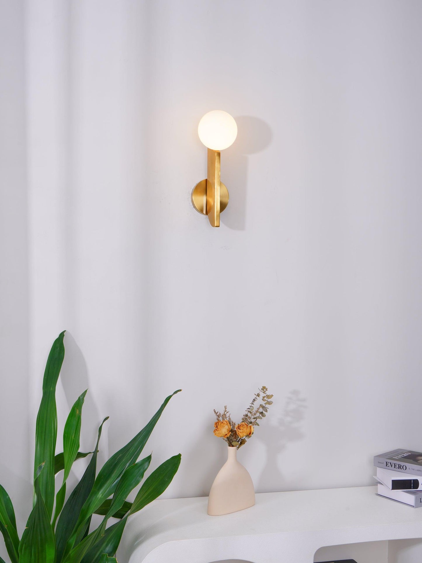 Bower Sconce | Brass and Glass | White