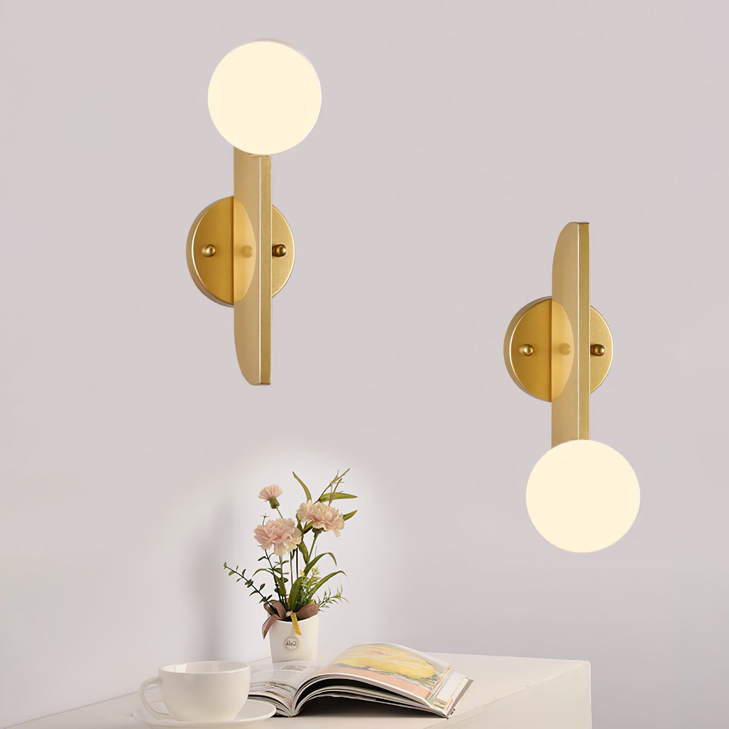 Bower Sconce | Brass and Glass | White