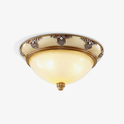 Brahm Flush Ceiling Light | Antique Beige | Frosted Glass