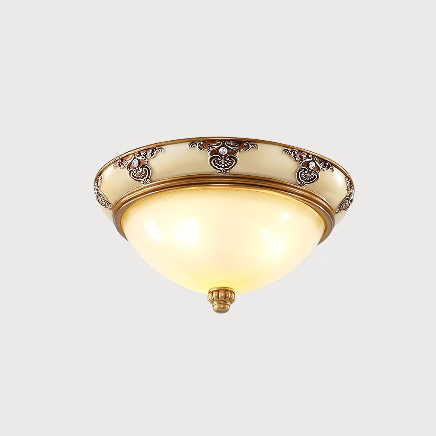 Brahm Flush Ceiling Light | Antique Beige | Frosted Glass