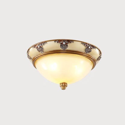 Brahm Flush Ceiling Light | Antique Beige | Frosted Glass