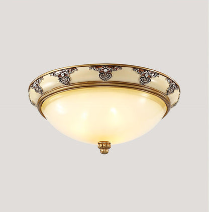 Brahm Flush Ceiling Light | Antique Beige | Frosted Glass