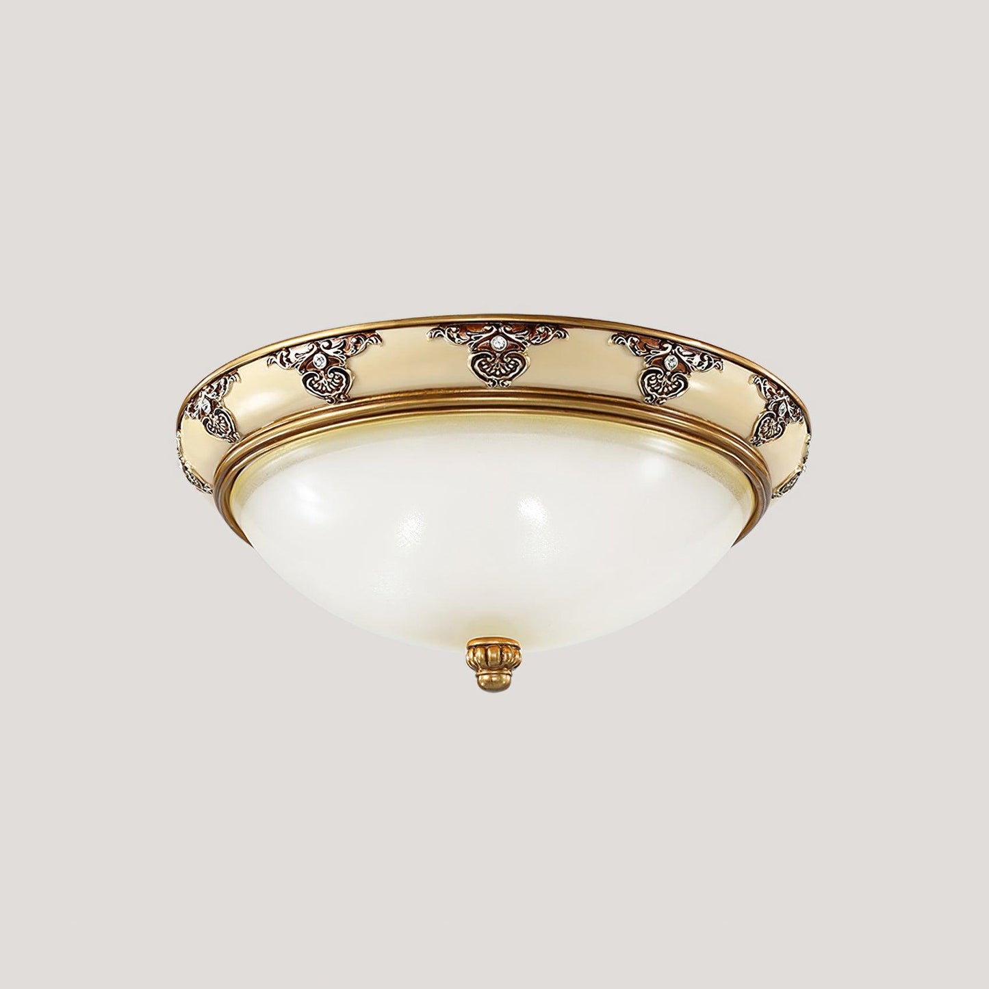 Brahm Flush Ceiling Light | Antique Beige | Frosted Glass