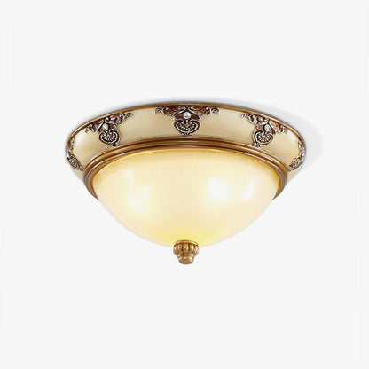 Brahm Flush Ceiling Light | Antique Beige | Frosted Glass