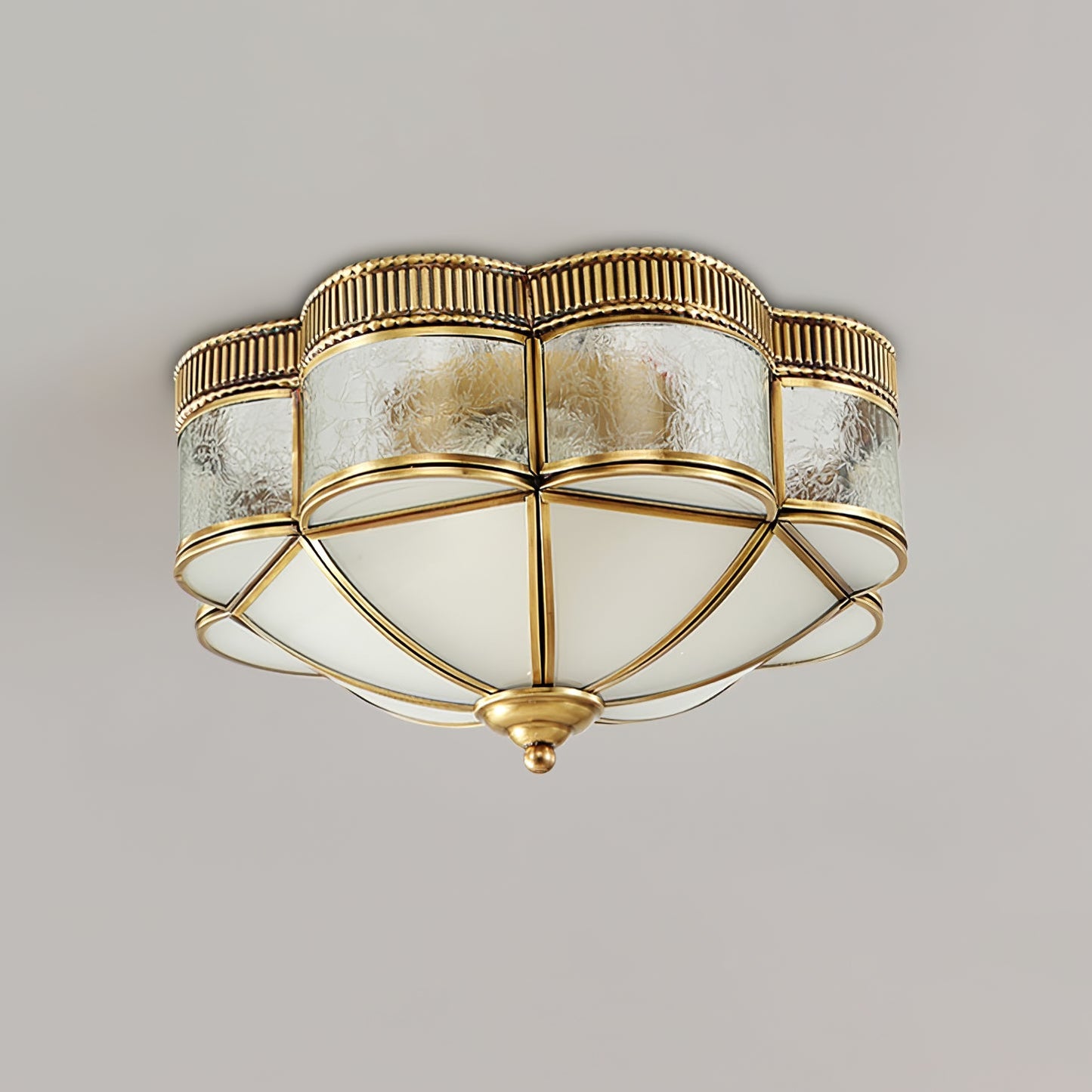 Brass Domed Ceiling Lamp | Brass & Glass | White Shade