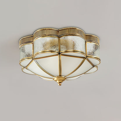 Brass Domed Ceiling Lamp | Brass & Glass | White Shade