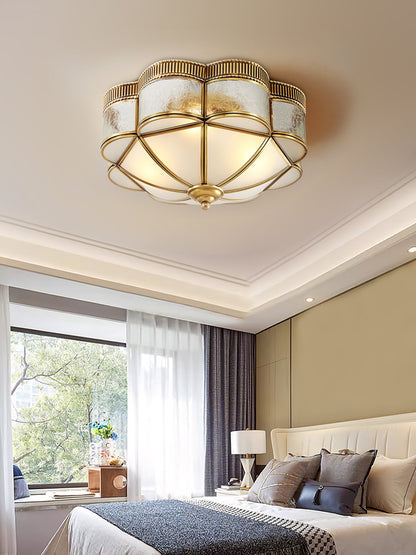 Brass Domed Ceiling Lamp | Brass & Glass | White Shade