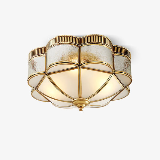 Brass Domed Ceiling Lamp | Brass & Glass | White Shade