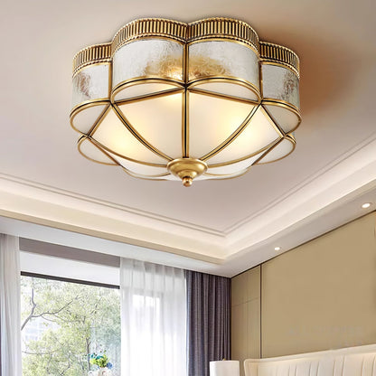 Brass Domed Ceiling Lamp | Brass & Glass | White Shade