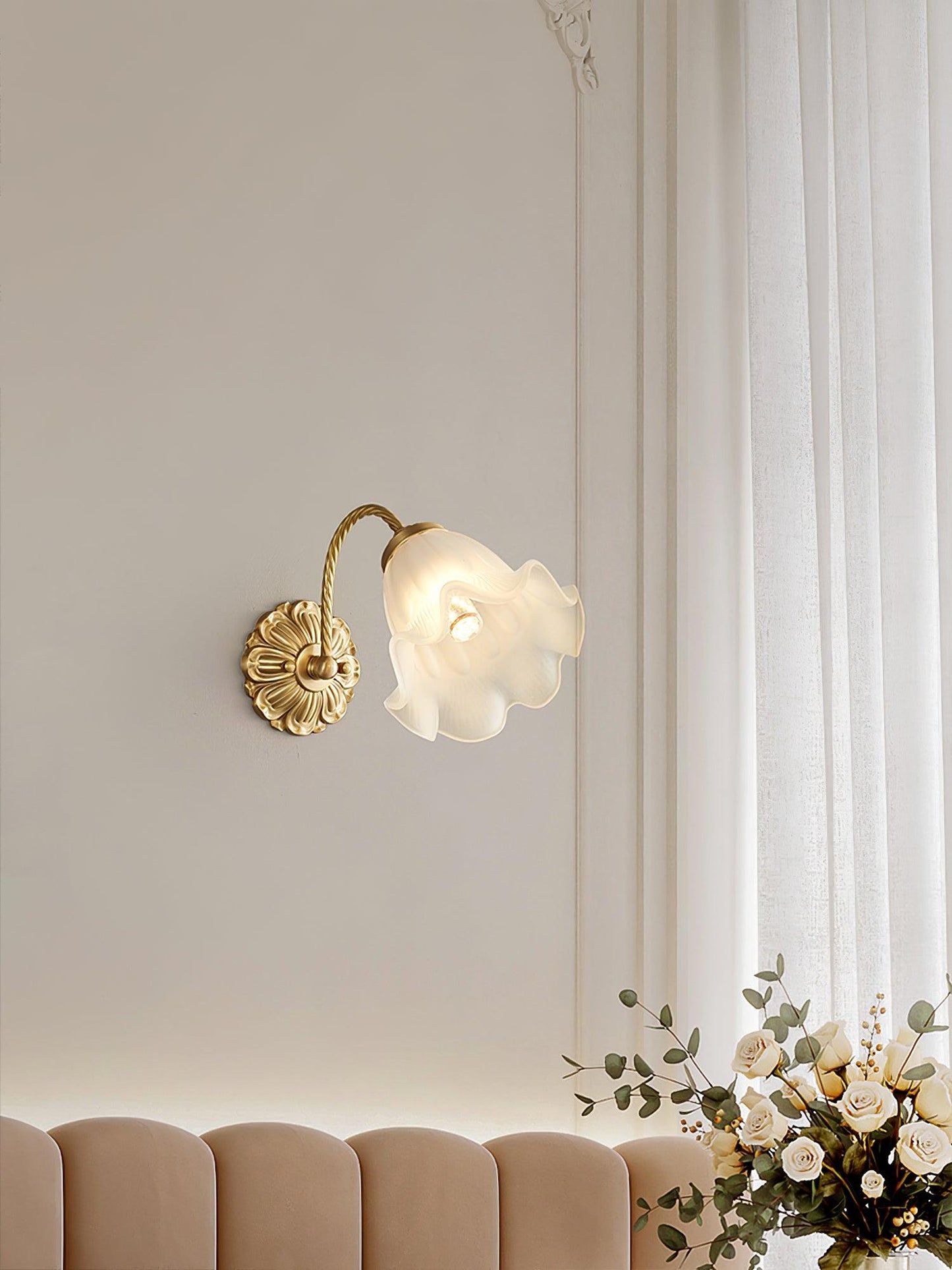 Brass Sconce | Floral Design | Set of 2