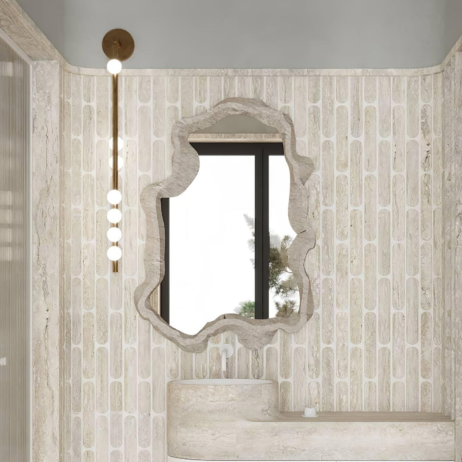 Brass Glass Tube Plug-in Wall Lamp | Brass & Glass | White