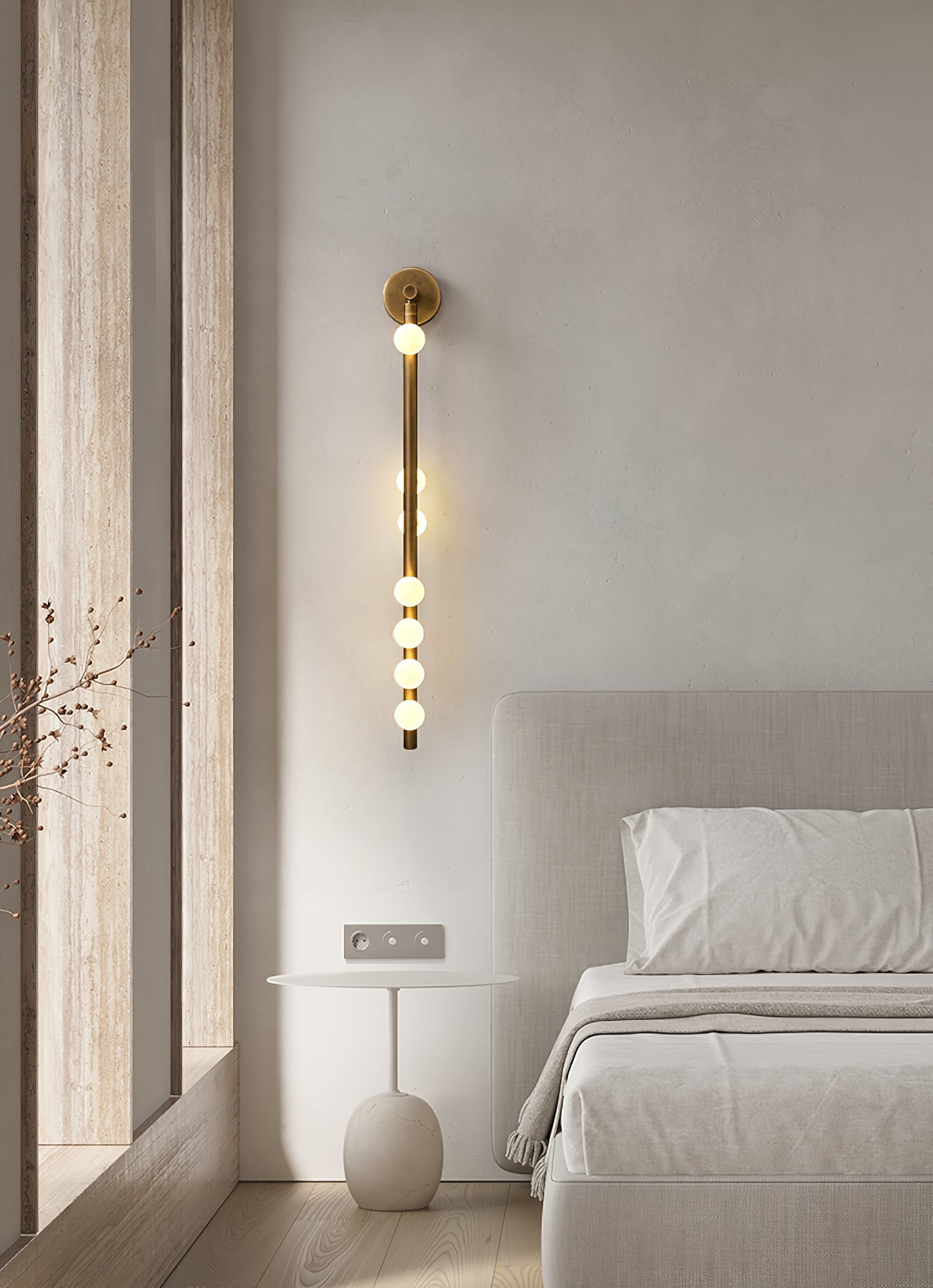 Brass Glass Tube Plug-in Wall Lamp | Brass & Glass | White