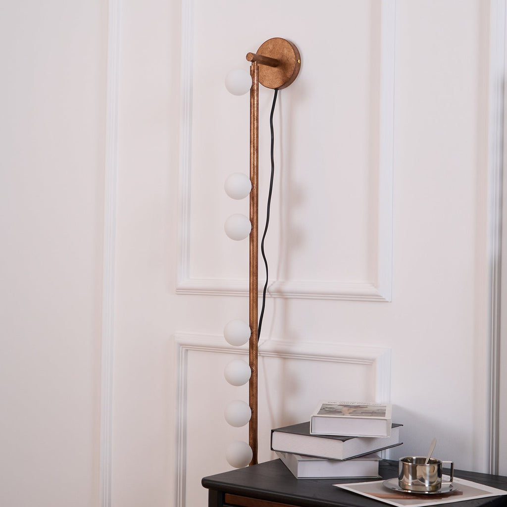 Brass Glass Tube Plug-in Wall Lamp | Brass & Glass | White